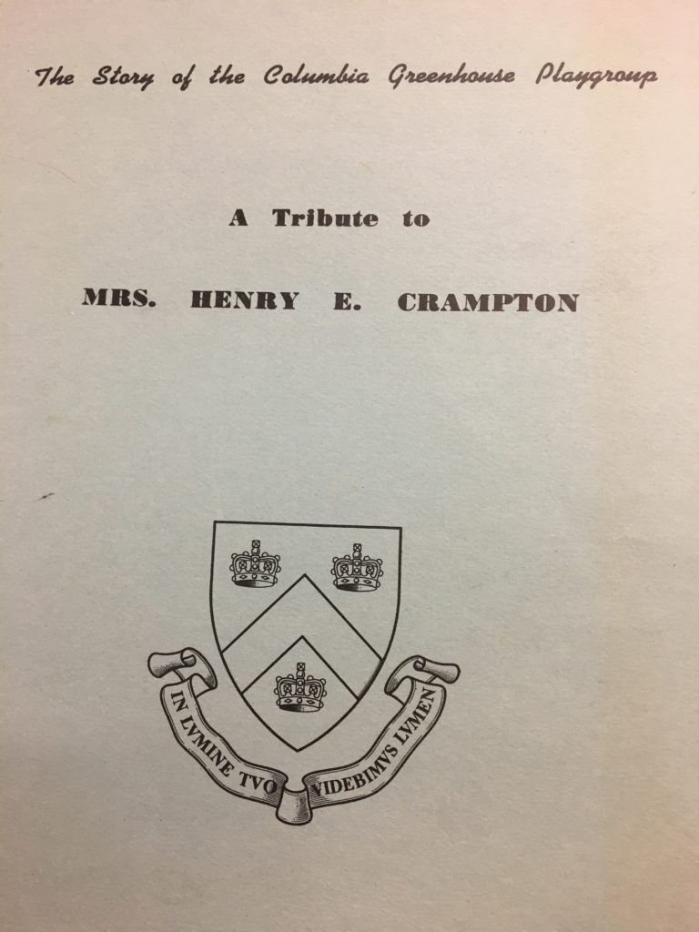 1919: A playgroup was founded to help young Columbia families